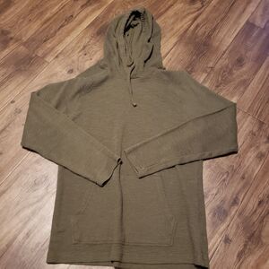 Goodthreads Dark Green Mens Pullover Hoodie Waffle Style Top Sz Med